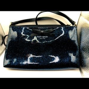 Midnight Blue Black Glitter Clutch Bag